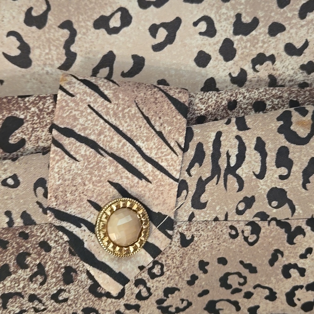 Vintage 80s Norma Vee Animal Print Open Front Cardigan Style Blouse Size 12 - Picture 3 of 13